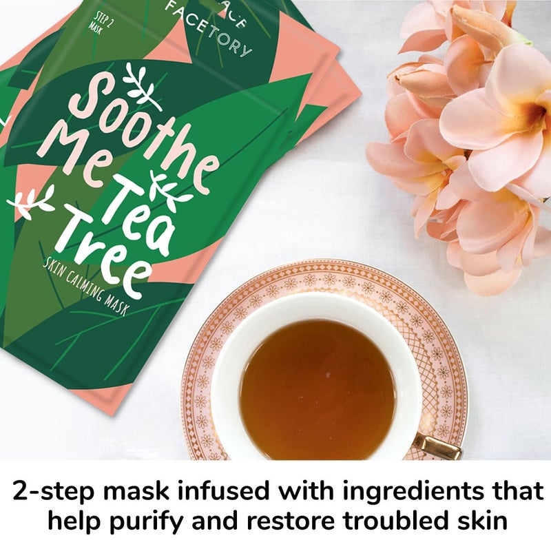 FACETORY K Beauty Face Mask Skin Care - Soothe Me Tea Tree 2-Step Sheet Mask with Tea Tree Extract & Chamomile + Soothing Ampoule | Skin Calming, Acne Clearing (5 Pack) - Image 5